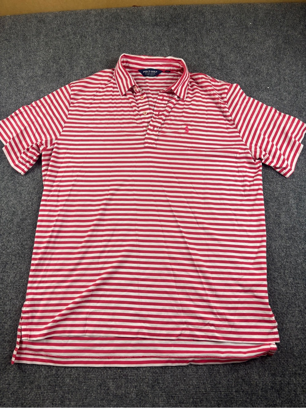 POLO GOLF Men’s Deep Pink Magenta Stripe Golf Polo Shirt Short Sleeved size: XL